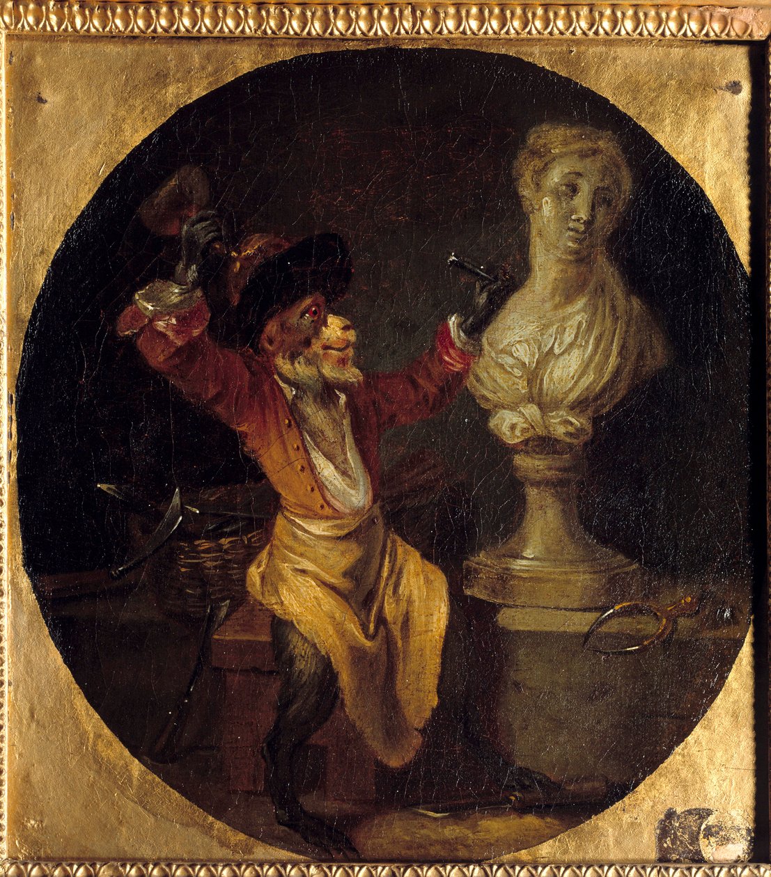 Billedhuggeraben. Dyr i menneskets position. Maleri af Jean Antoine Watteau (1684-1721) af Jean Antoine Watteau