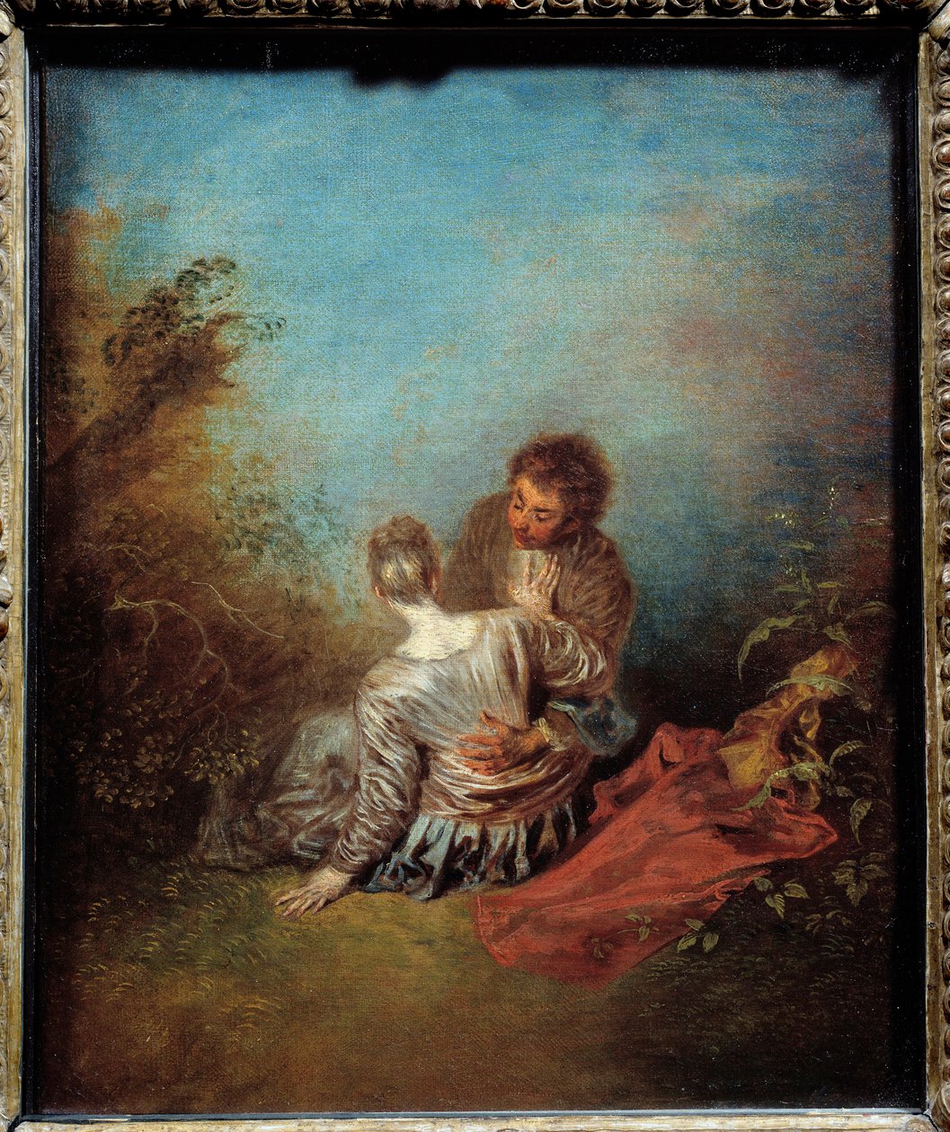 Det forkerte skridt. Maleri af Jean Antoine Watteau (1684-1721) af Jean Antoine Watteau