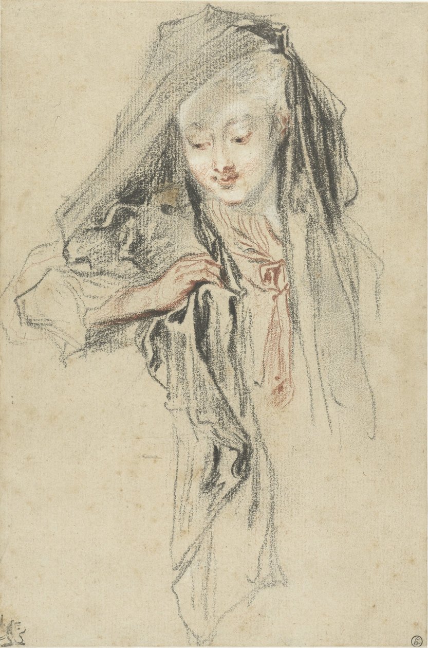 Kvinde med slør af Jean Antoine Watteau