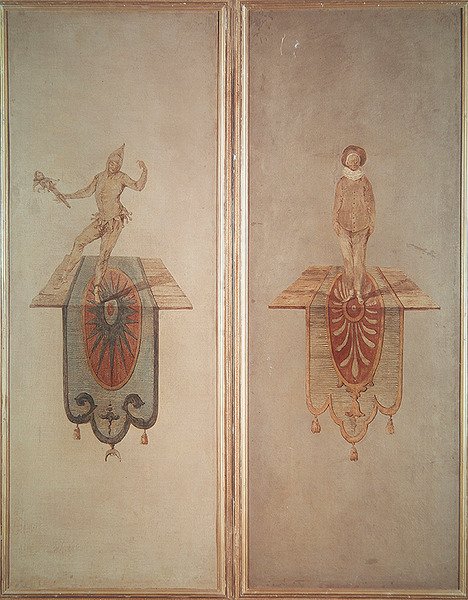 Pierrot (højre) og Fou (venstre) af Jean Antoine Watteau