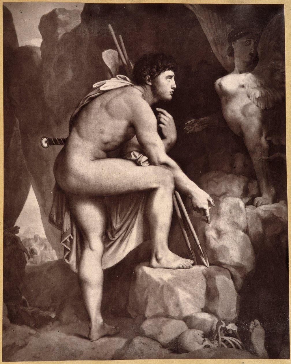 Ødipus med Sfinx ifølge Ingres. af Jean Auguste Dominique (after) Ingres