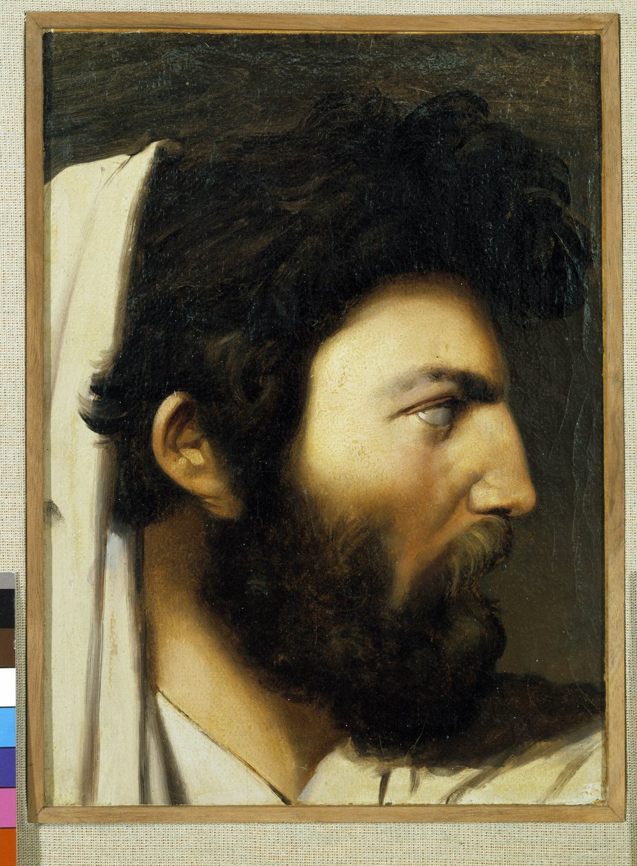 Portræt af en mand med profil. Anonymt maleri. Musee Granet, Aix en provence af Jean Auguste Dominique (after) Ingres