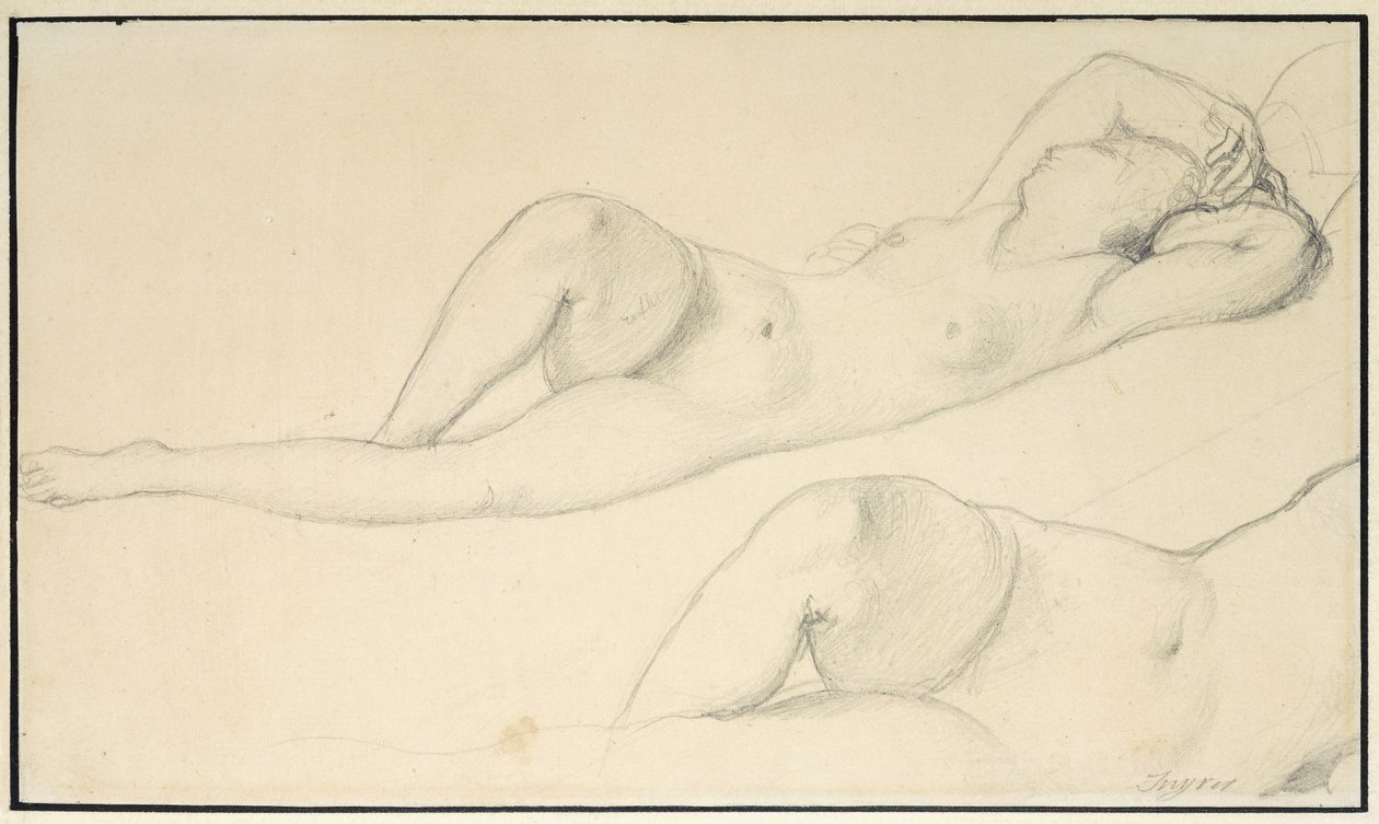 En tilbagelænet nøgen kvinde, af Jean Auguste Dominique Ingres