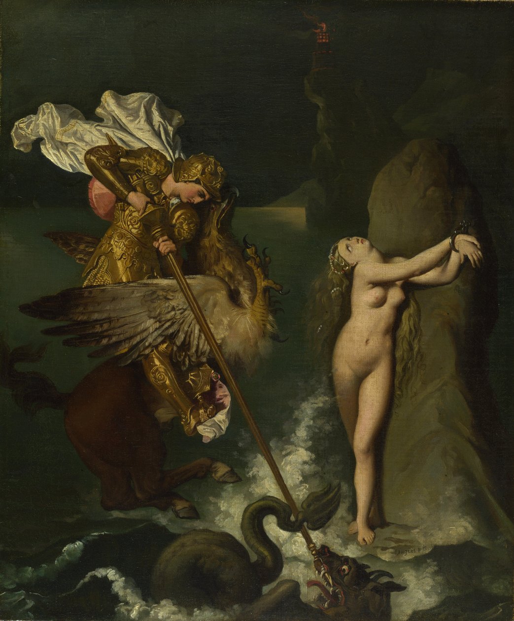 Angelica reddet af Ruggiero, 1819-1839 af Jean Auguste Dominique Ingres