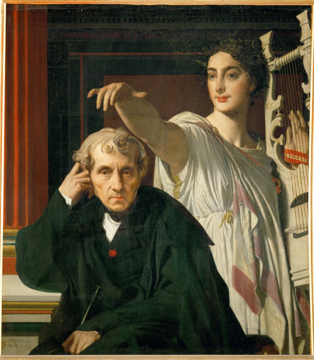 Komponisten Luigi Cherubini og musen ... af Jean Auguste Dominique Ingres