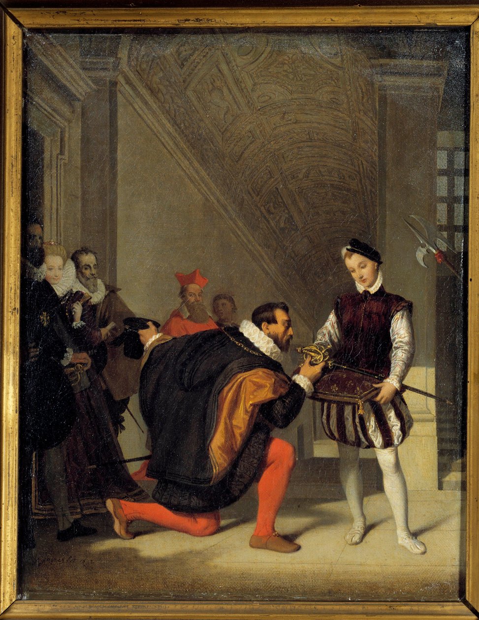 Don pedro de Toledo, ambassadør for Philip II, der kysser Henrik IV