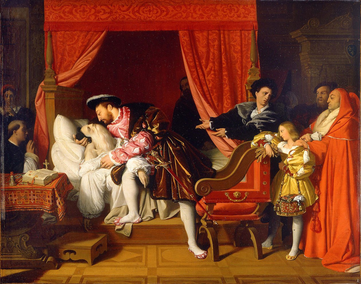 Francis I modtager Leonardo da Vincis sidste åndedrag af Jean Auguste Dominique Ingres