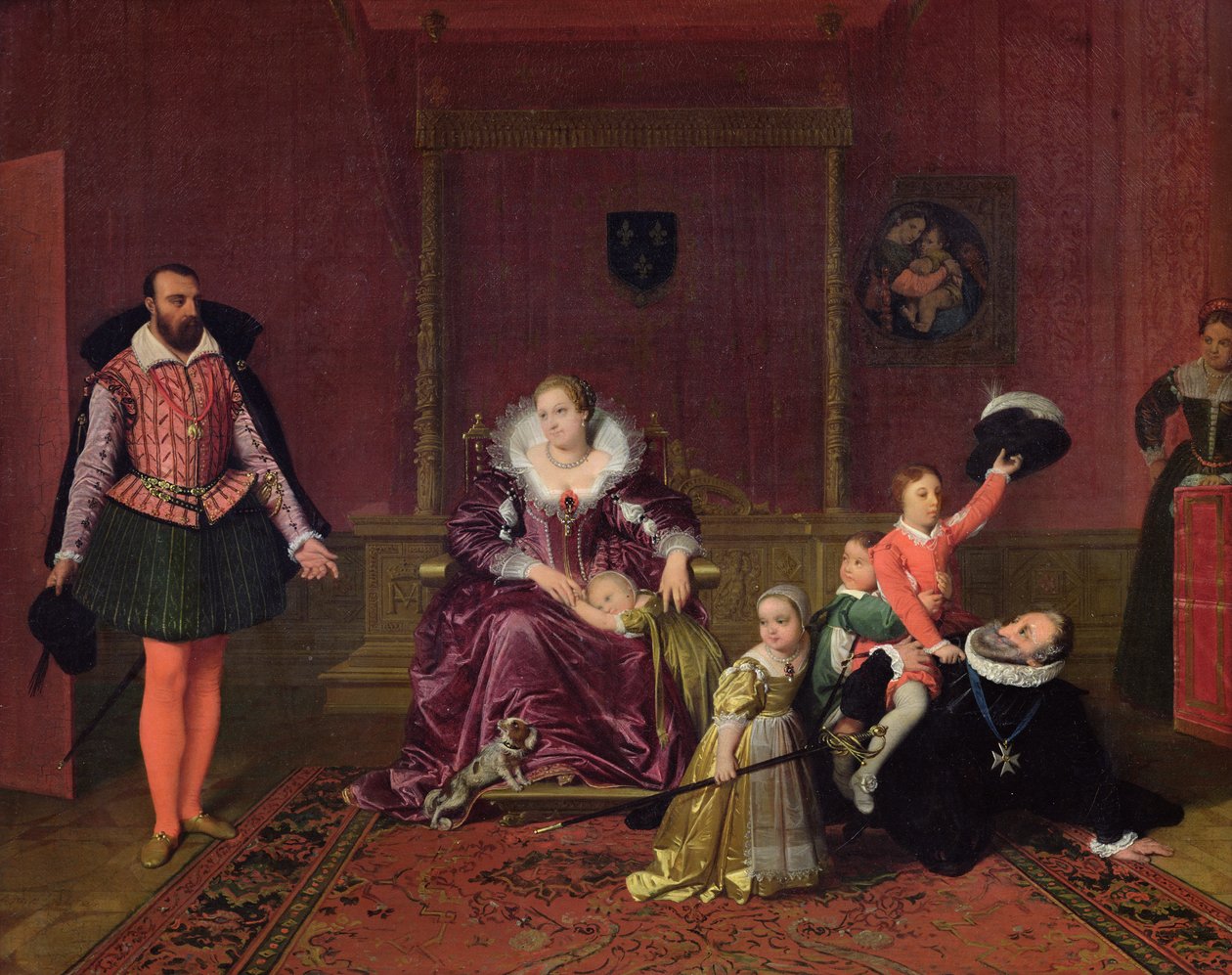 Henri IV (1553-1610) Konge af Frankrig og Navarra leger med sine børn, da Spaniens ambassadør gør sit indtog, 1817 af Jean Auguste Dominique Ingres