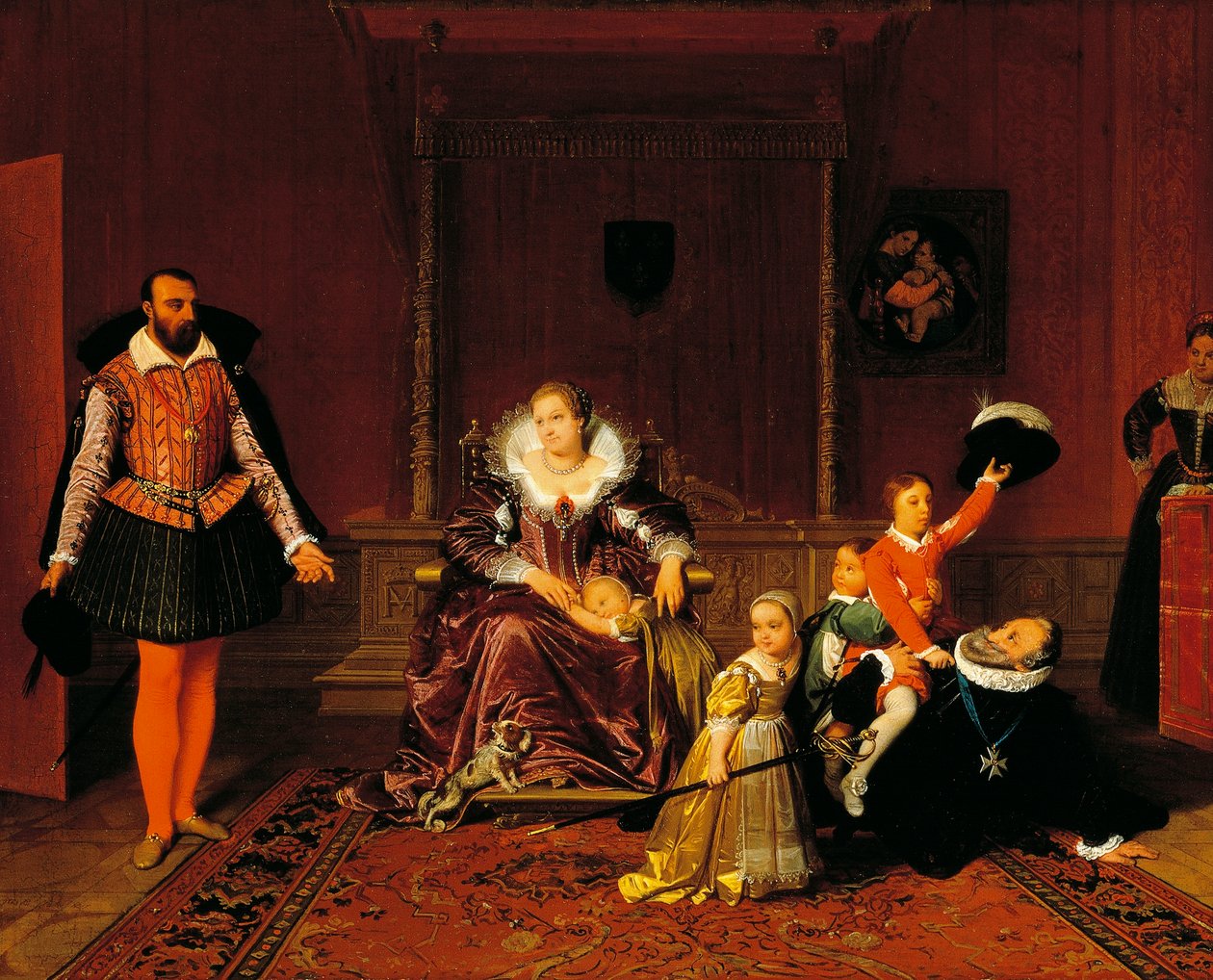 Henrik IV overrasket af den spanske ambassadør, mens han legede med sine børn, af Jean Auguste Dominique Ingres (1780-1867). af Jean Auguste Dominique Ingres