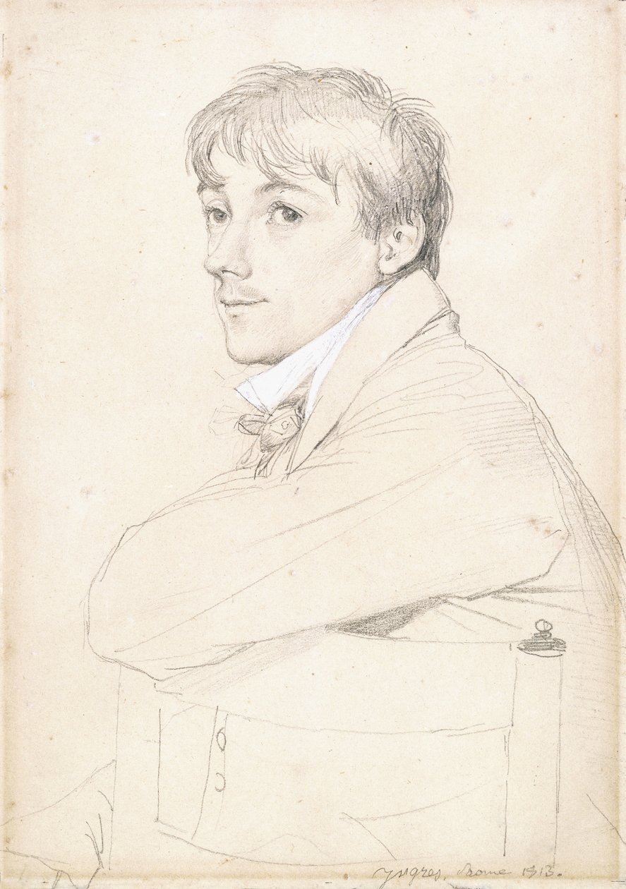 Jean-Louis Provost, siddende og hvilende sin venstre arm på ryggen af en stol, 1813 af Jean Auguste Dominique Ingres