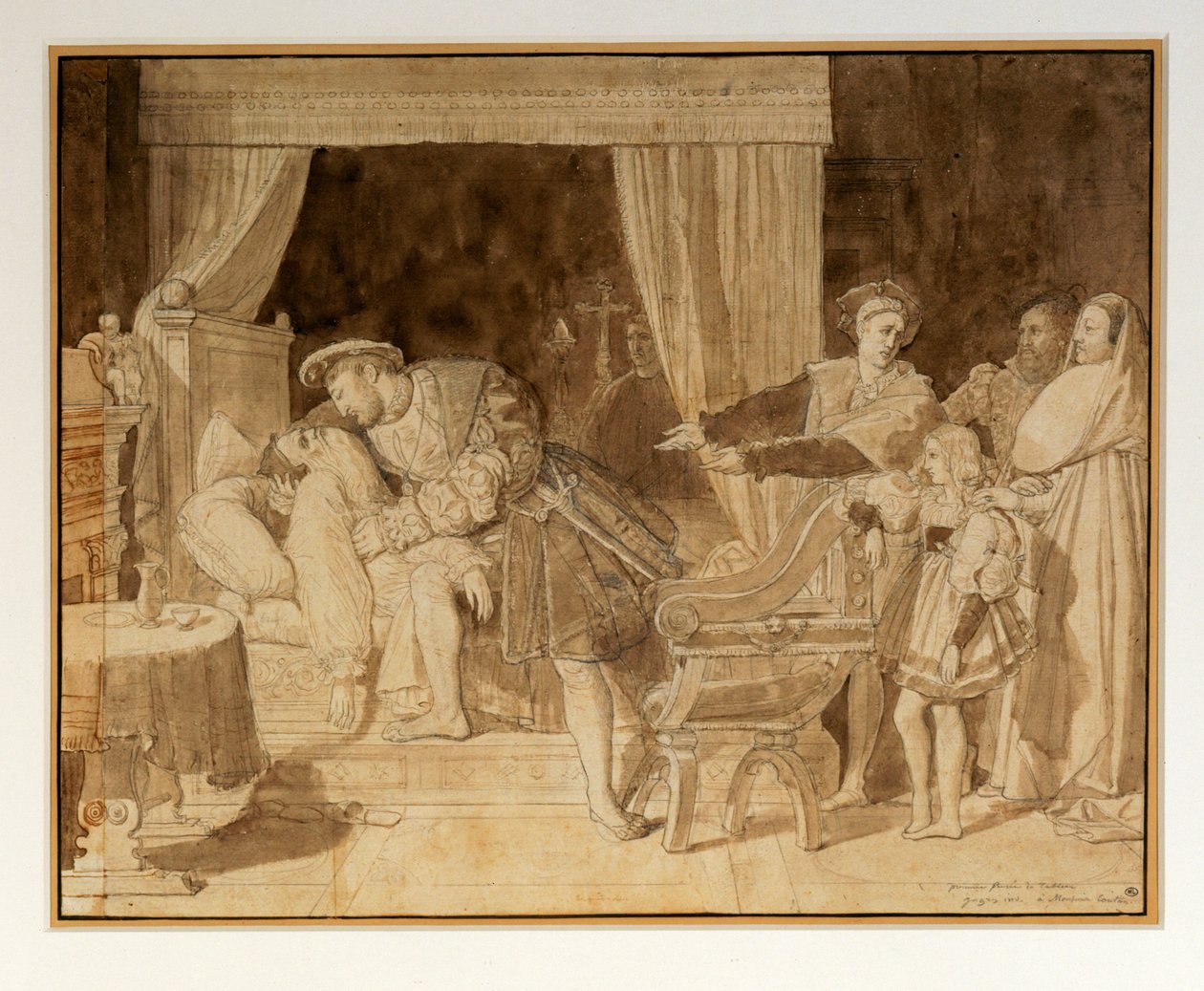 La mort de Leonard de Vinci - Leonardos død ... af Jean Auguste Dominique Ingres