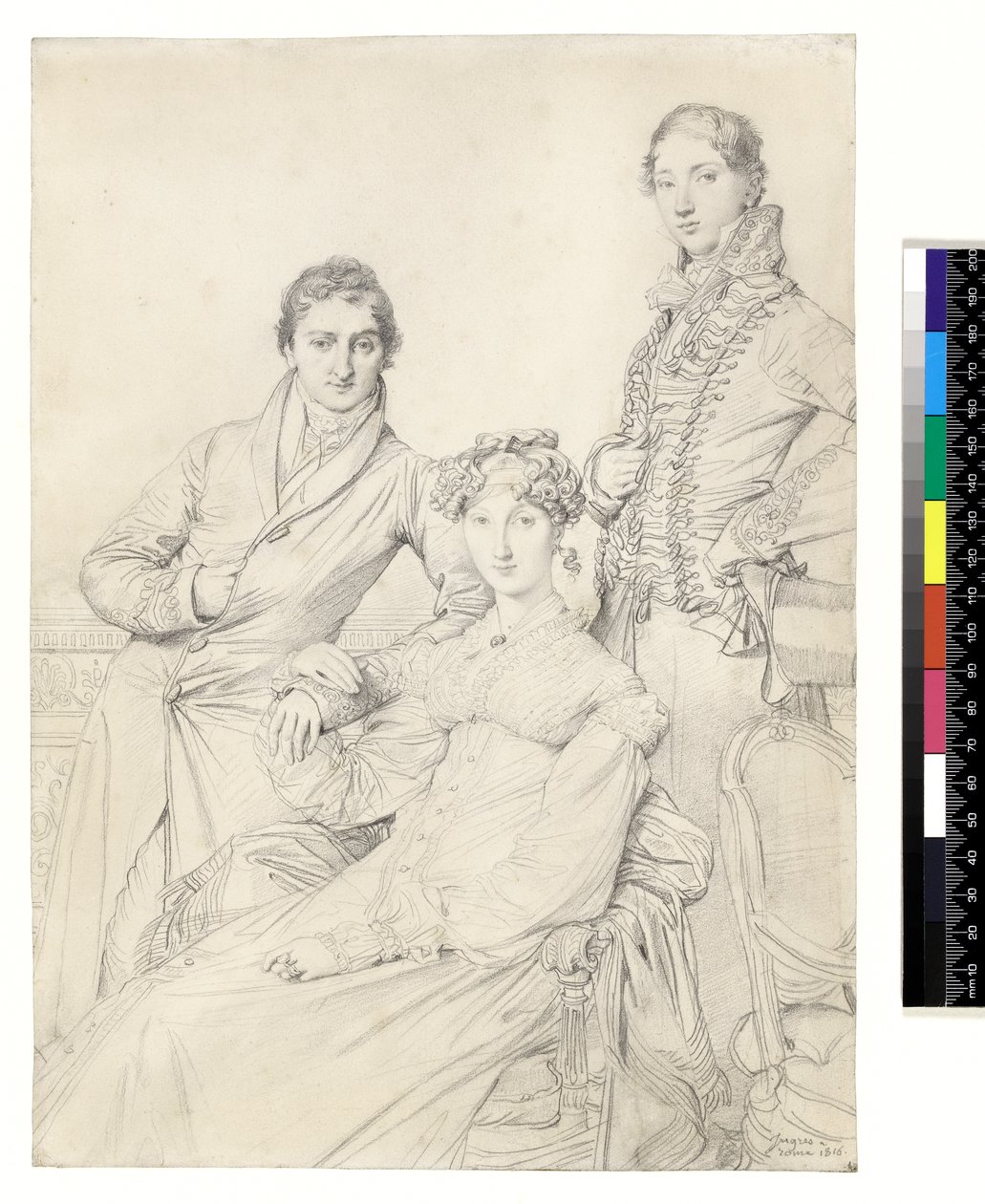 Mr. og Mrs. Woodhead med pastor Henry Comber som ungdom, 1816 af Jean Auguste Dominique Ingres