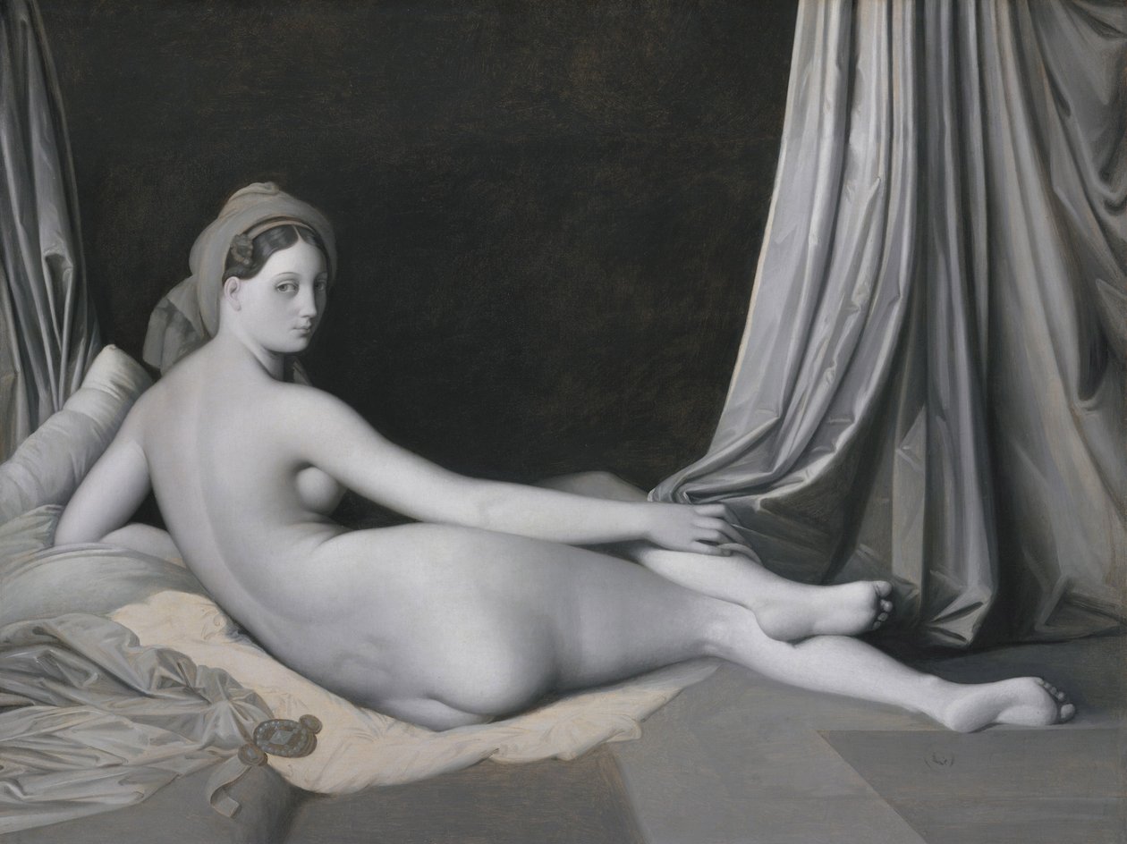 Odalisque i Grisaille, ca. 1824-34 (olie på lærred) af Jean Auguste Dominique Ingres