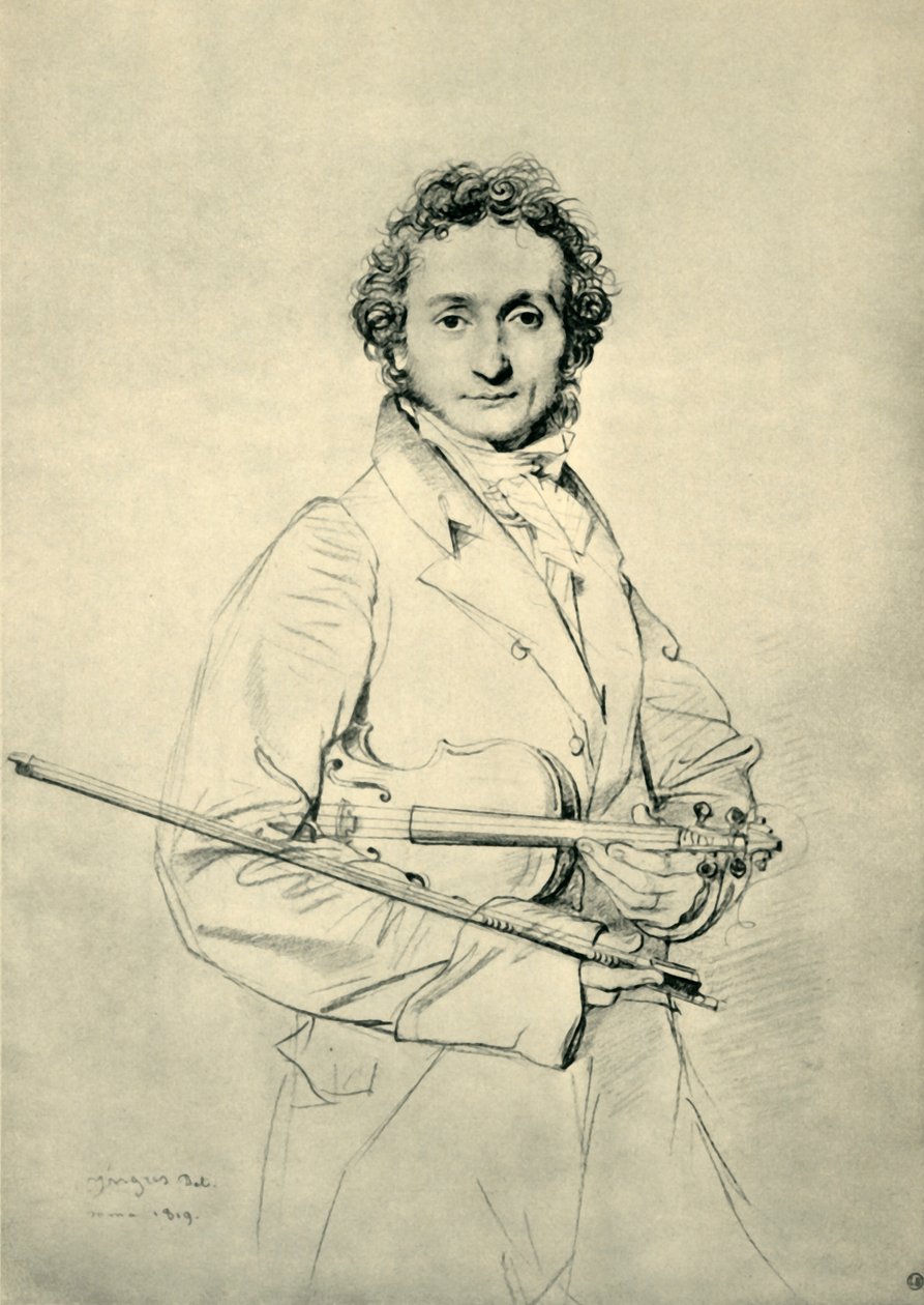 Paganini, Rom, 1819, 1943. af Jean Auguste Dominique Ingres