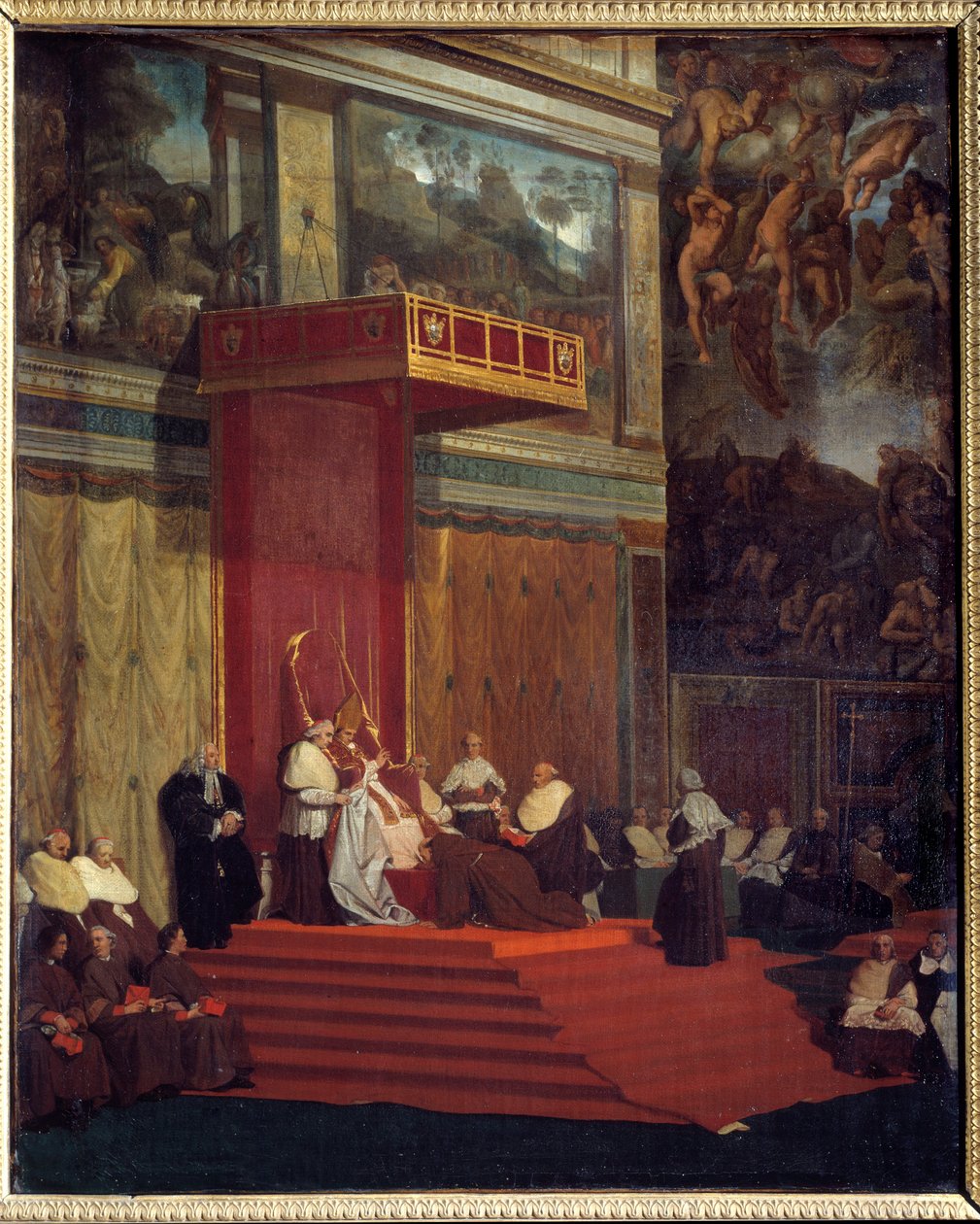 Pave Pius VII (1742 - 1823) pave fra 1800 til 1823 holder kapel (Vatikanets Sixtinske Kapel) Maleri af John Augustus Dominique Ingres (1780-1867) af Jean Auguste Dominique Ingres