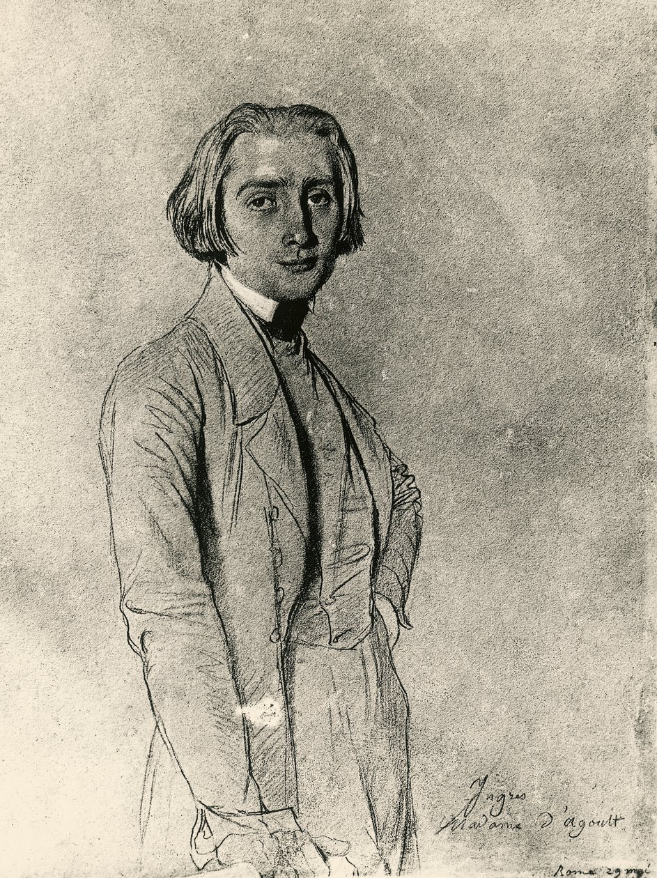 Portræt af Franz Liszt (tegning) af Jean Auguste Dominique Ingres
