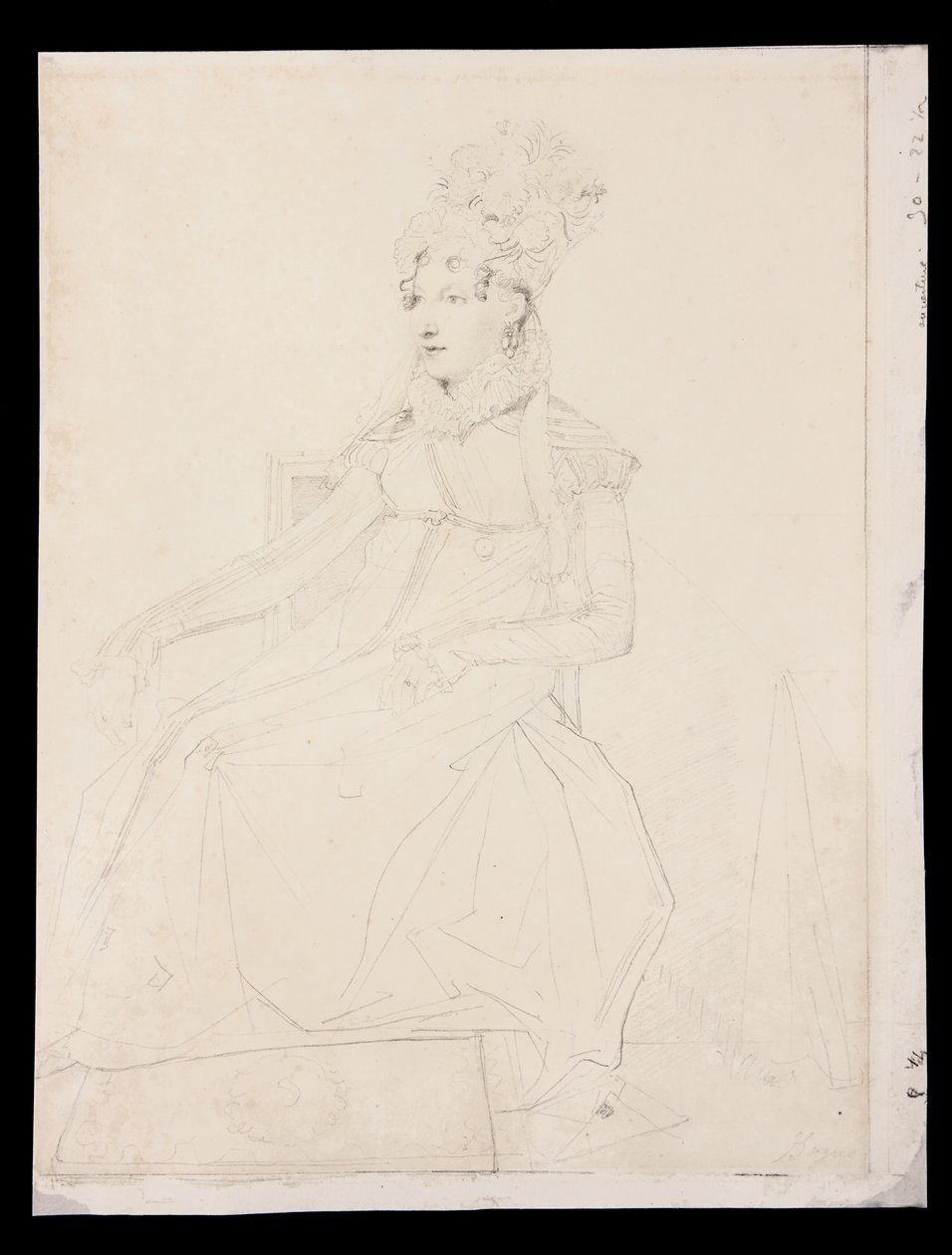 Portræt af dronning Caroline Murat (blyant på papir) af Jean Auguste Dominique Ingres