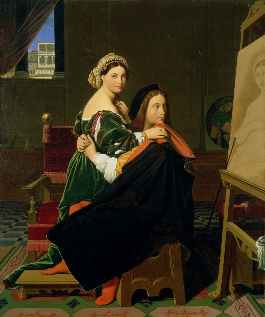 Raphael and the Fornarina, 1814 af Jean Auguste Dominique Ingres