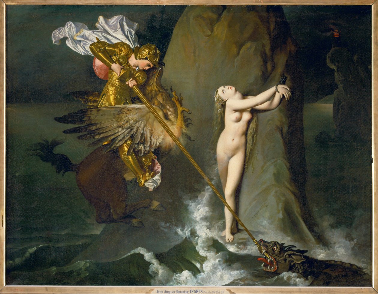 Roger og Angelique, en scene fra Ariosts Orlando ... af Jean Auguste Dominique Ingres