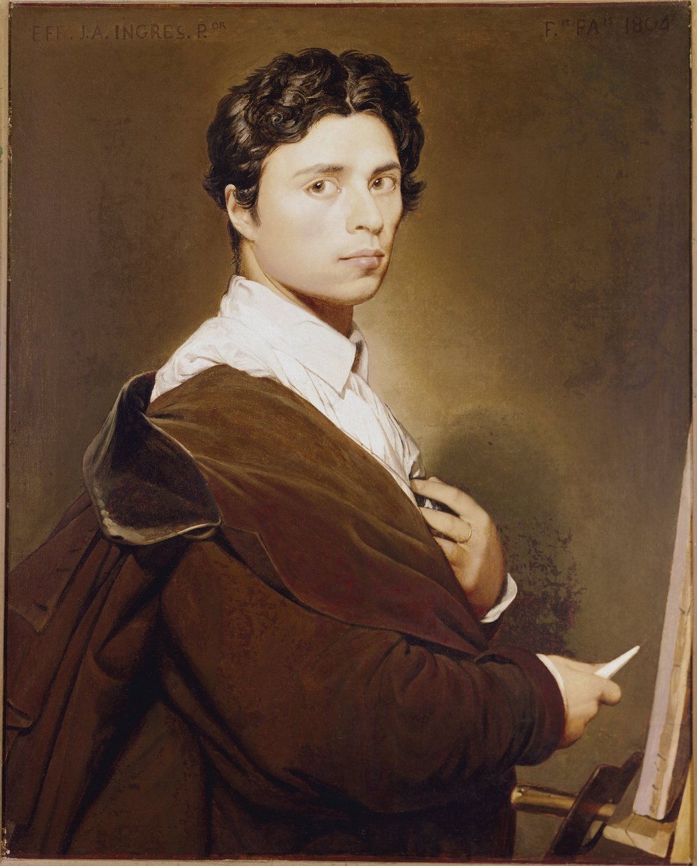 Selvportræt ved 24 år - Maleri af Jean Auguste Dominique Ingres (1780-1867) Olie på lærred af Jean Auguste Dominique Ingres