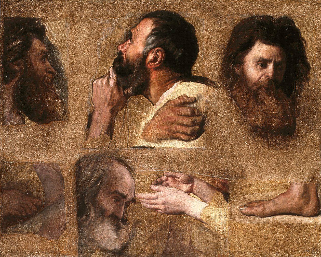 Studies For Jesus Among The Doctors (olie på lærred monteret på træ) af Jean Auguste Dominique Ingres