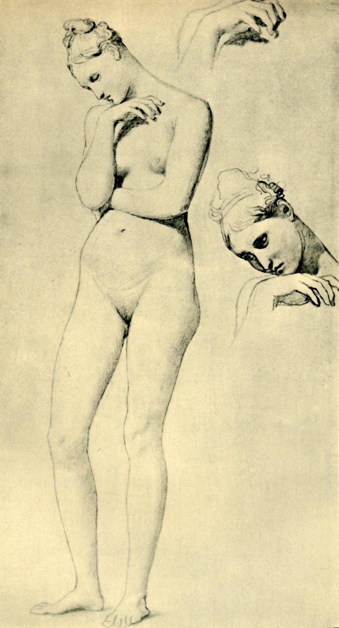 Studier til figuren Stratonice, c1834-1840, 1943. af Jean Auguste Dominique Ingres