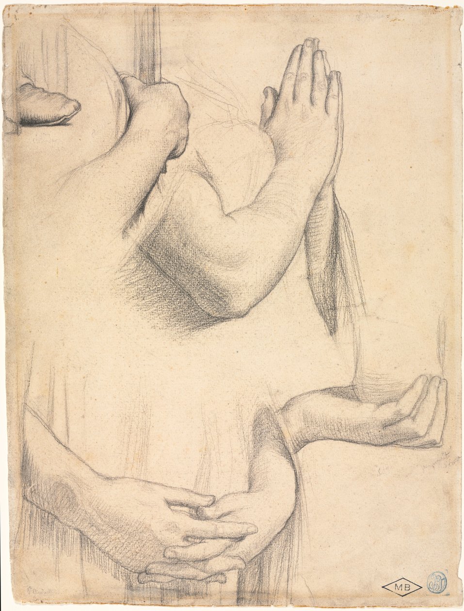 Studie af hænder af Jean Auguste Dominique Ingres