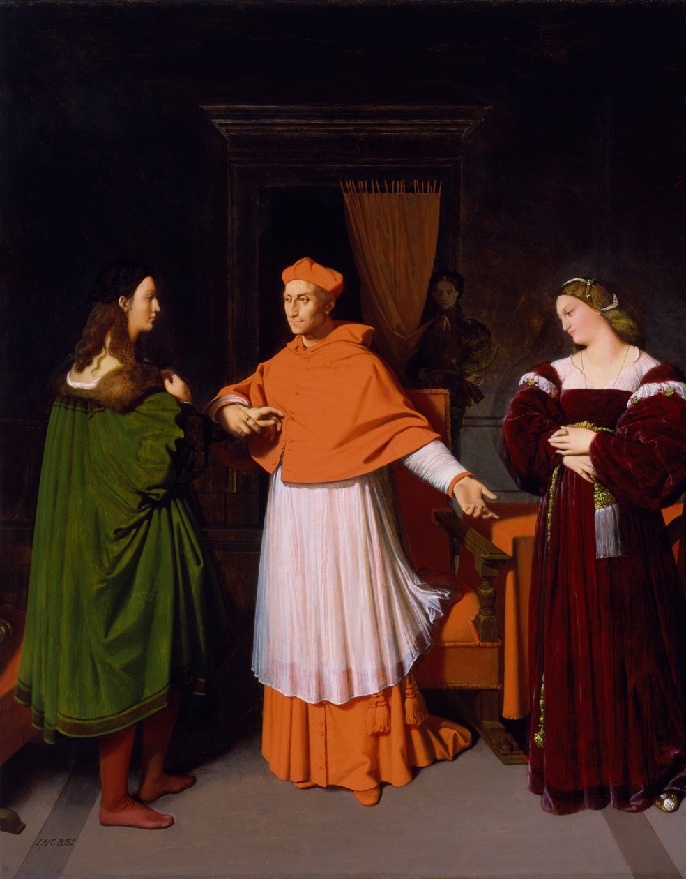 Forlovelsen mellem Raphael og kardinal Bibbienas niece af Jean Auguste Dominique Ingres