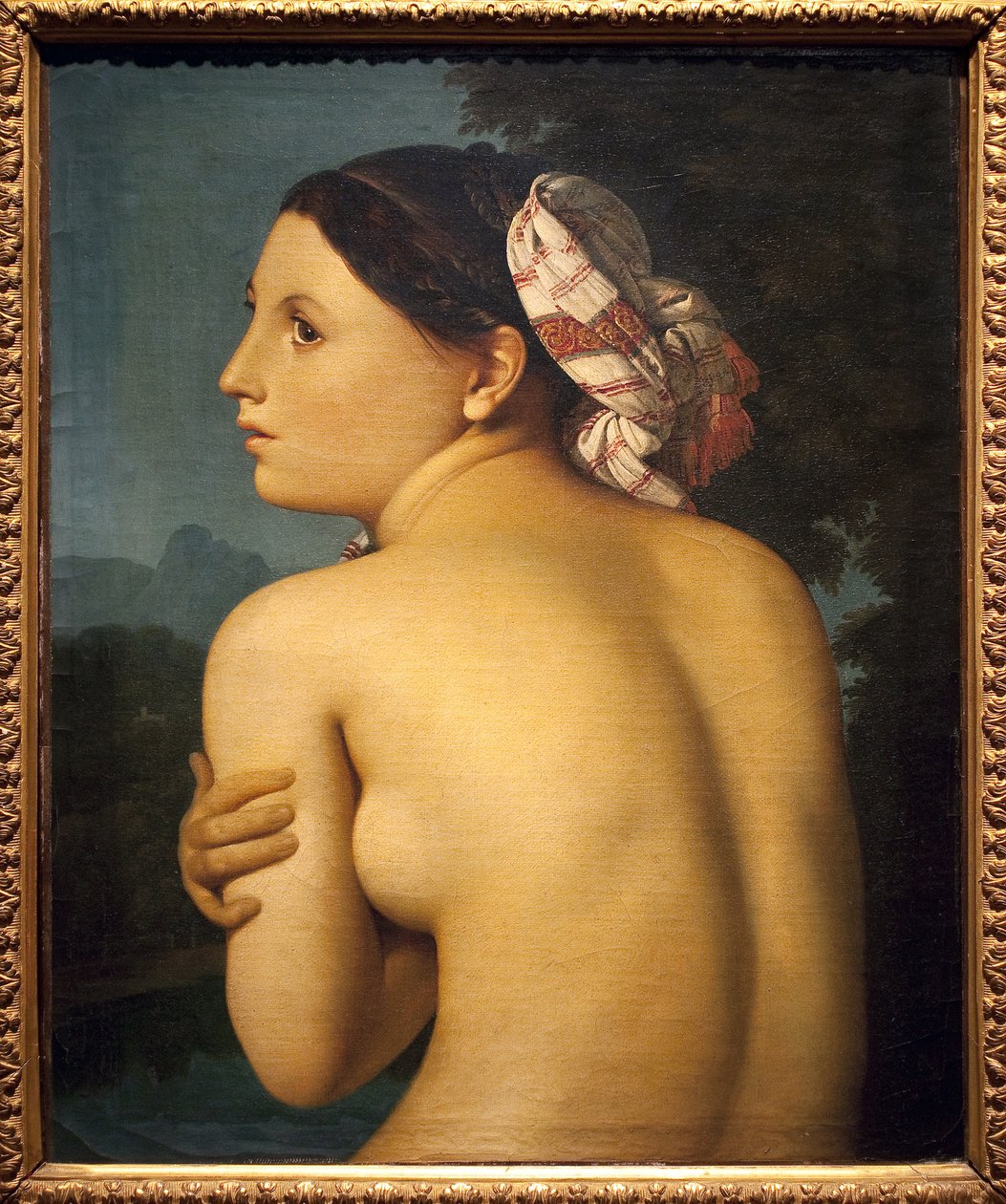 Den badende. Maleri af Jean Auguste Dominique Ingres (1780-1867), Olie på lærred af Jean Auguste Dominique Ingres