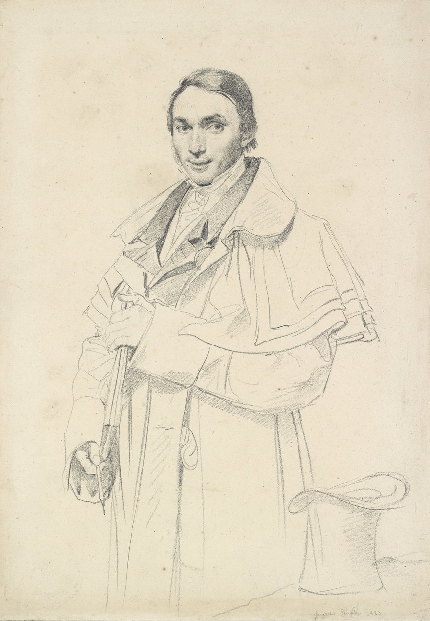 Trekvart-længde portræt af Jean-Francois-Antoine Forest (grafit på hvidt vævet papir) af Jean Auguste Dominique Ingres