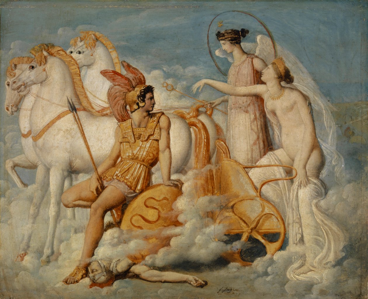 Venus, skadet af Diomedes, vender tilbage til Olympus, ca 1802. af Jean Auguste Dominique Ingres