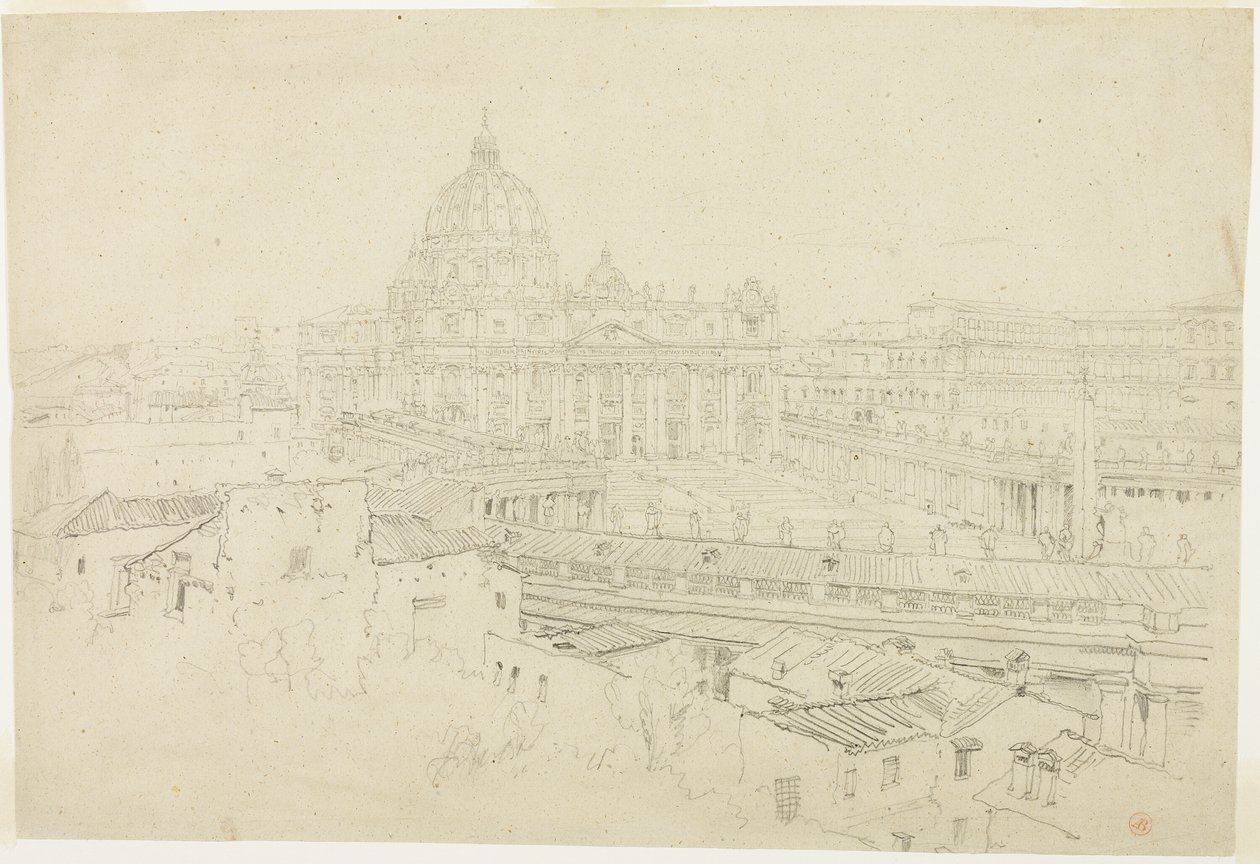 Udsigt over Peterskirken i Rom af Jean Auguste Dominique Ingres