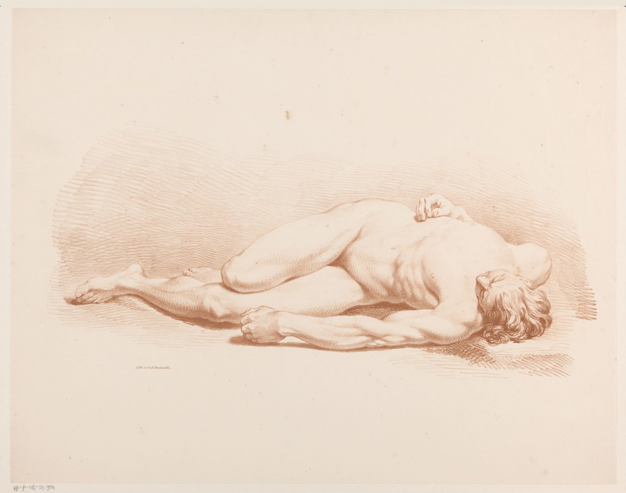 Liggende nøgen mand af Jean Augustin Daiwaille