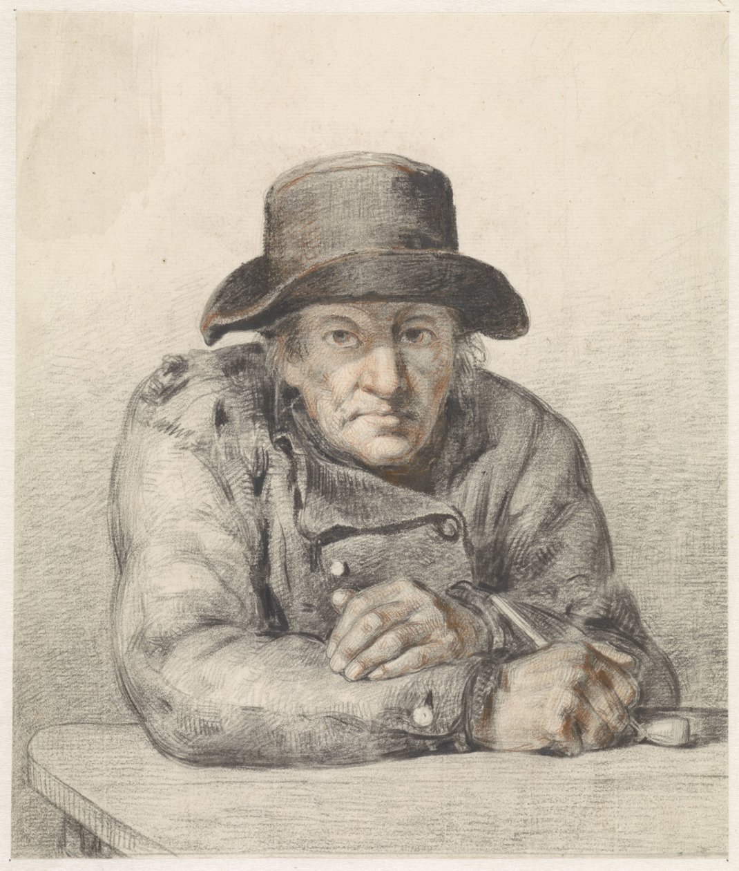 Gammel mand med pibe af Jean Augustin Daiwaille