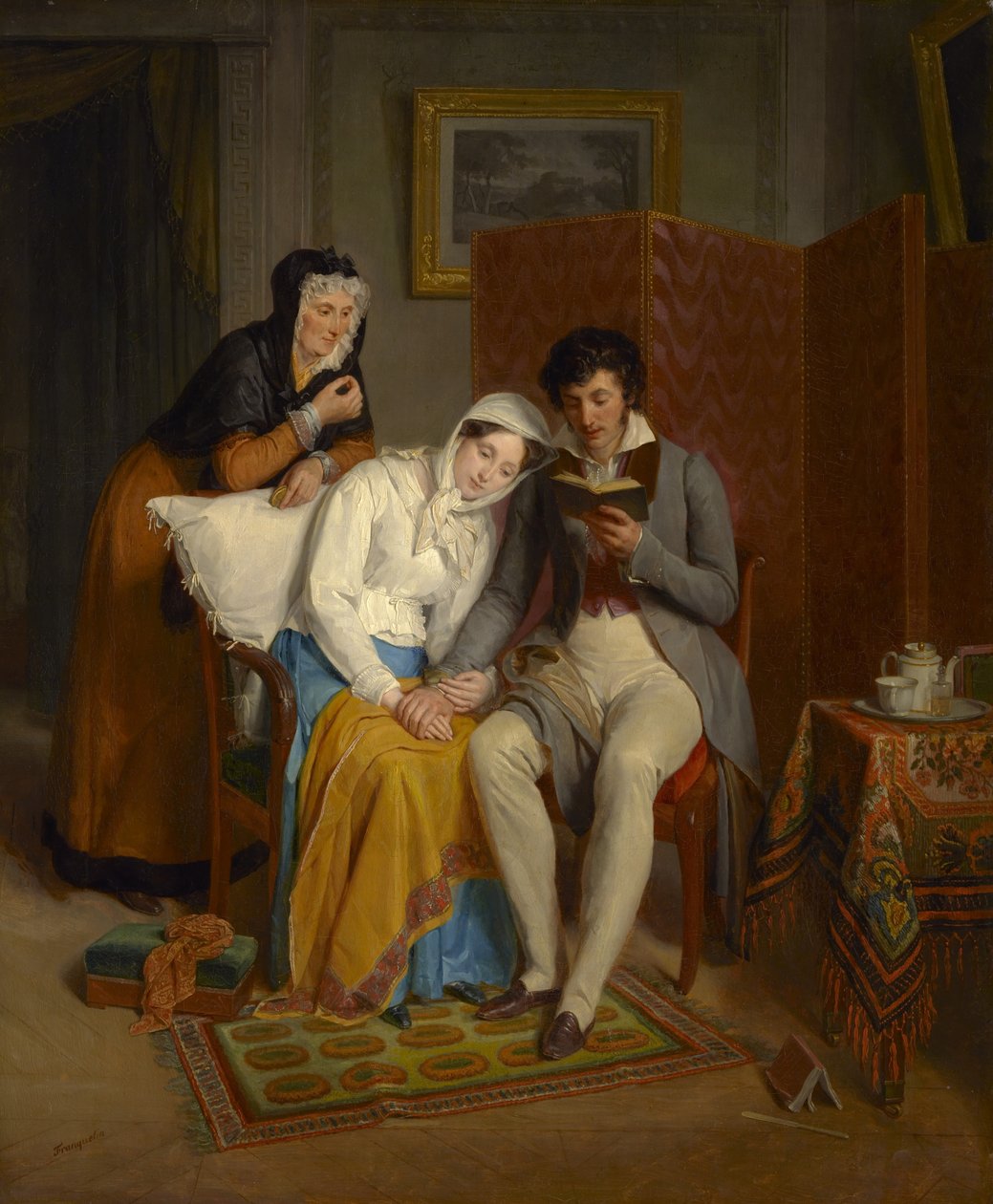 Læsning til rekonvalescenten, ca. 1827 af Jean Augustin Franquelin