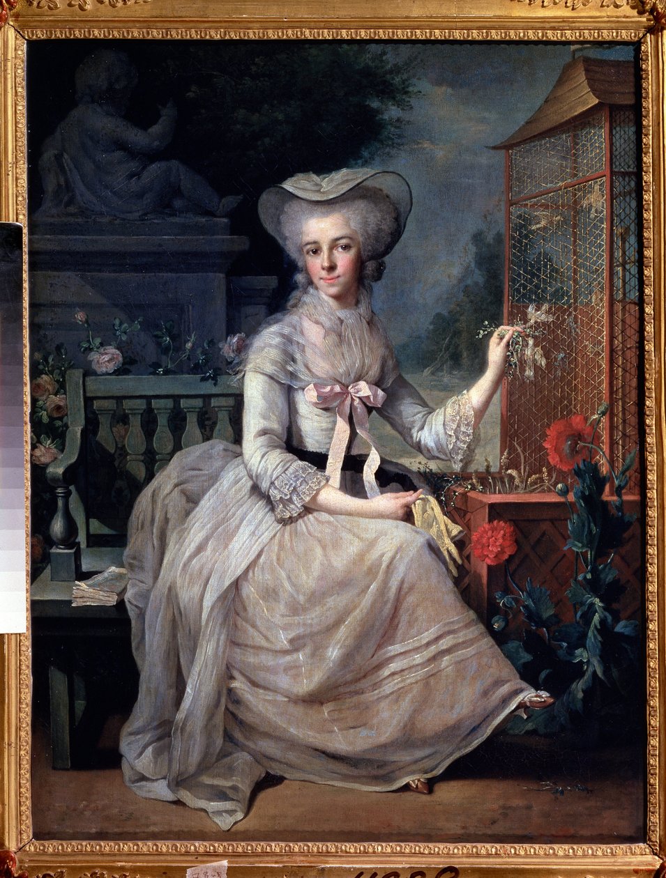 ""Ung dame ved et bur"" (Ung dame i et bur) Maleri af Jean-Baptiste (Jean Baptiste) Charpentier (1728-1806) 1784 Pushkin Museum, Moskva af Jean Baptiste Charpentier