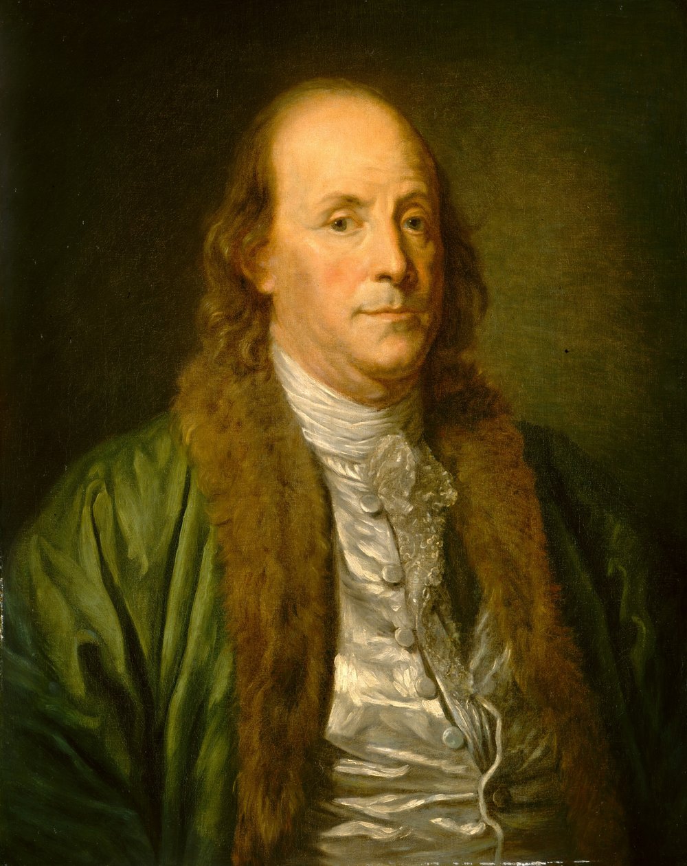 Benjamin Franklin (olie på lærred) af Jean Baptiste (after) Greuze