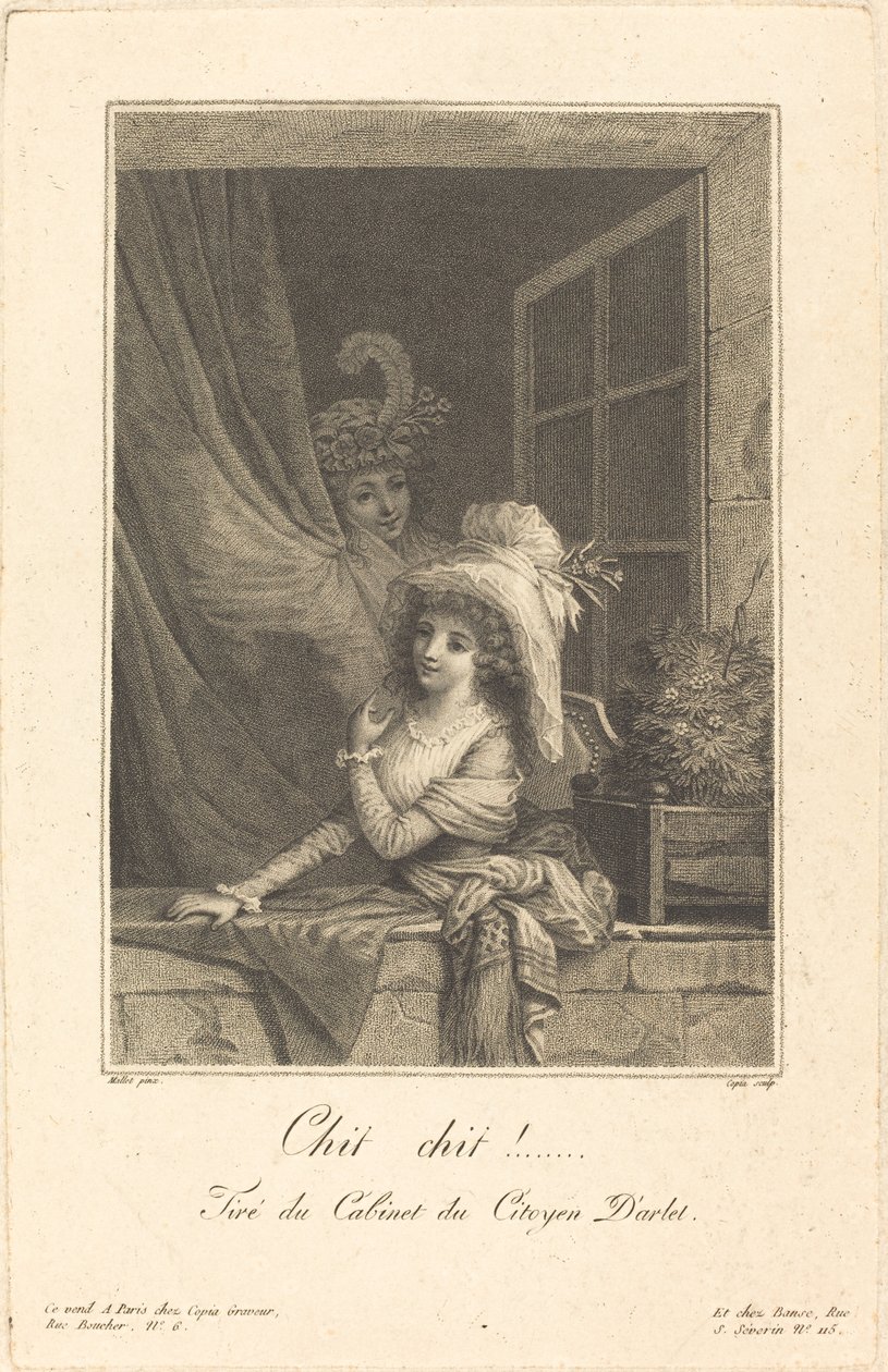Chit chit!, graveret af Jacques-Louis Copia af Jean Baptiste (after) Mallet