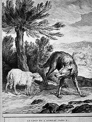 Ulven og Lammet (gravering af Jean Baptiste (after) Oudry