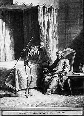 død og døende (gravering af Jean Baptiste (after) Oudry