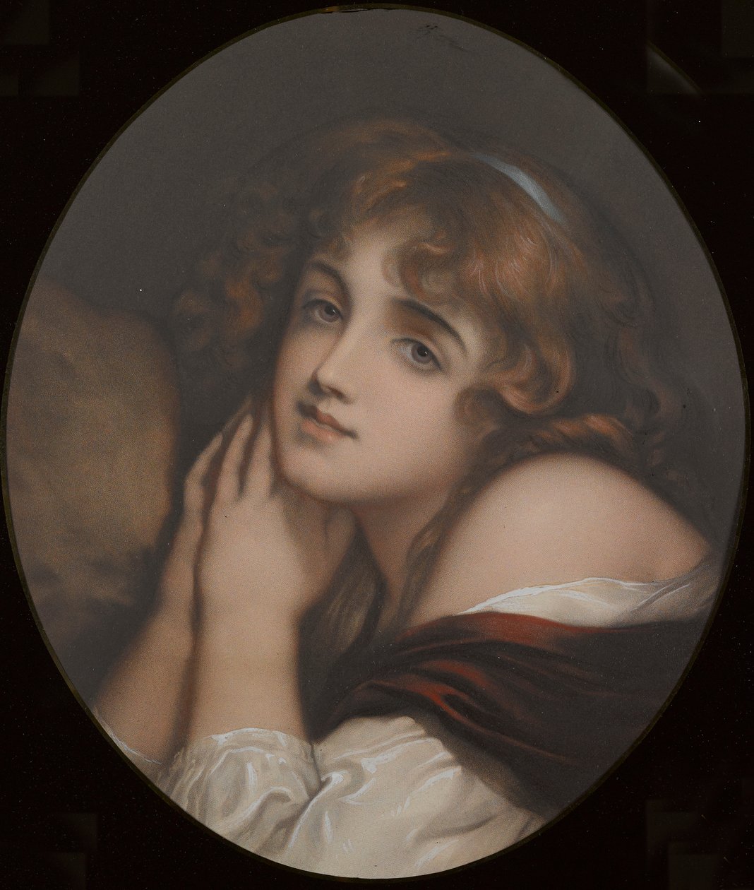 Innocence, portræt af en kvinde (farvet gravering) af Jean Baptiste (manner of) Greuze