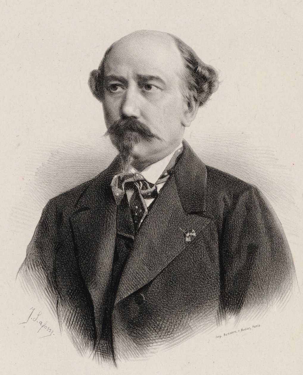 Portræt af komponisten Aimé Maillart 1817-1871. af Jean Baptiste Adolphe Lafosse