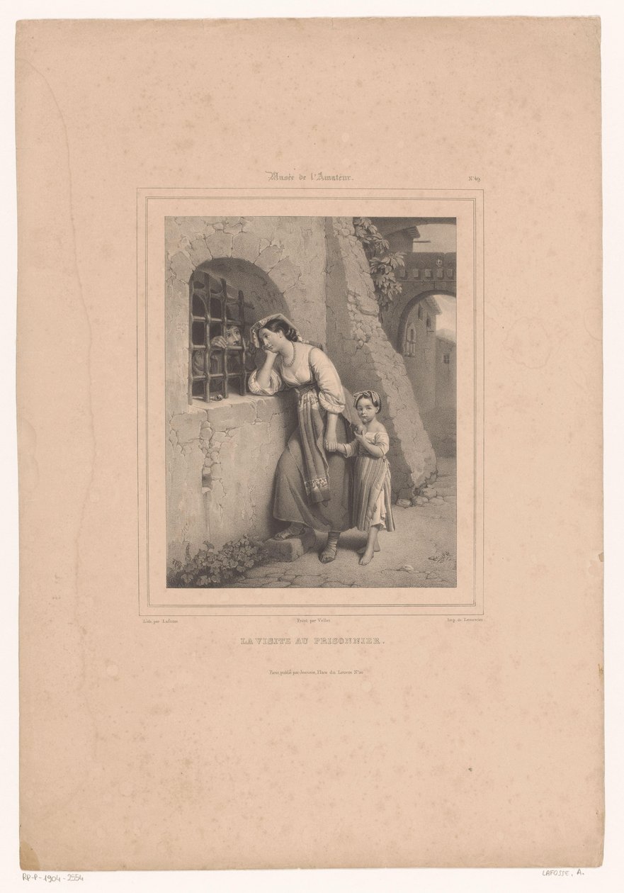 Kvinde og barn besøger en fange La visite au prisonnier (titel på objekt) Museum for kunstelskeren (serietitel) Musée de l