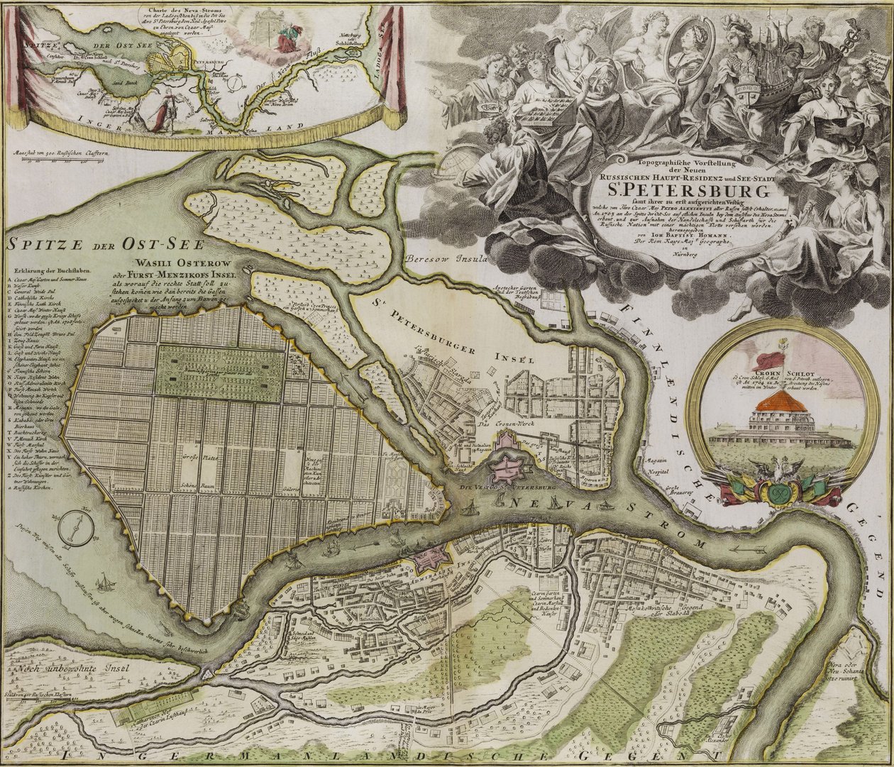 Kort over Petersborg Sankt Petersborg masterplan af Jean Baptiste Alexandre Le Blond