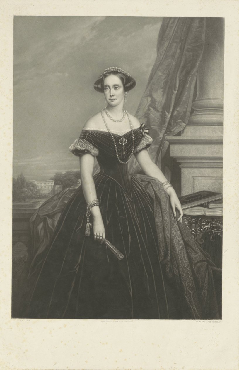 Portræt af Louisa Aug. wilh. Amalia af Preussen, konsort af prins Frederik uden billedtekst til Nic. De Keyser af Jean Baptiste Alfred Cornilliet