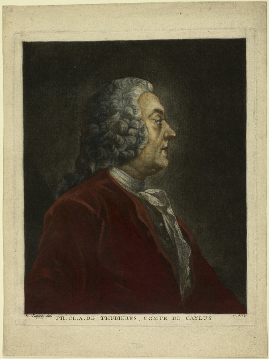 Portræt af Philippe Claude André de Thubières, Comte de Caylus af Jean Baptiste Andre Gautier D