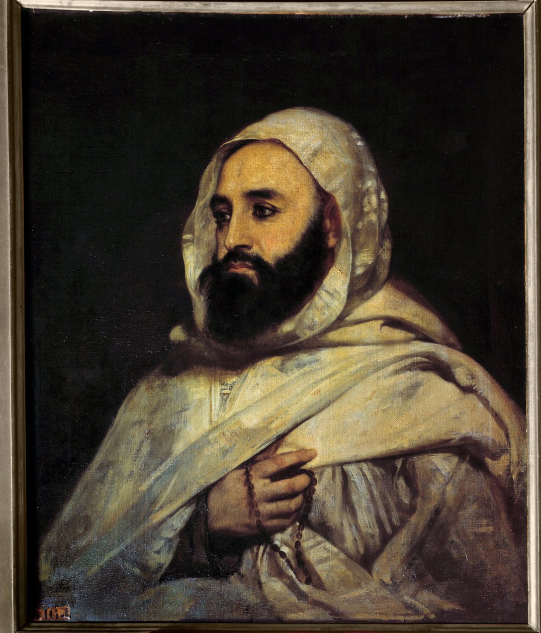 Portræt af Ben Mahi Ed Din Abd El Kader (Abd El-Kader) (1808 - 1883) Emir algerisk (h s/t 0,72 x 0,59) maleri af Angel Tissier (1814 - 1876) Versailles. Slotsmuseet. af Jean Baptiste Ange Tissier