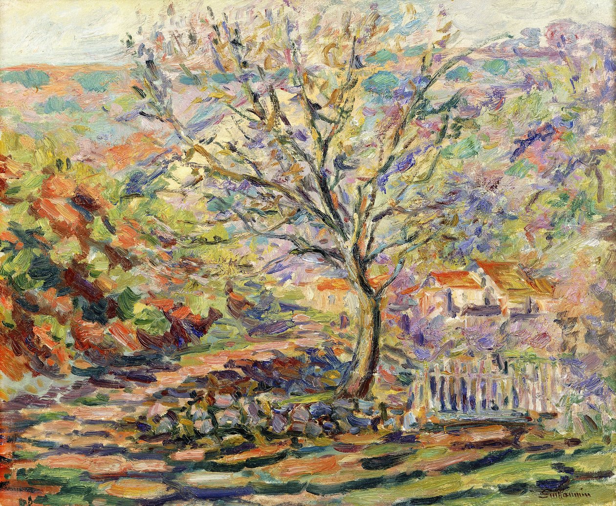 Hus på landet; Hus i et Landskab, ca. 1910 af Jean Baptiste Armand Guillaumin