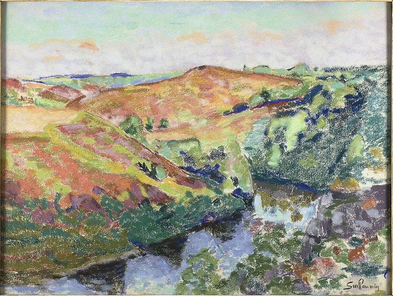 Landskab i Crozant, ca. 1898 (pastel på cremefarvet papir) af Jean Baptiste Armand Guillaumin
