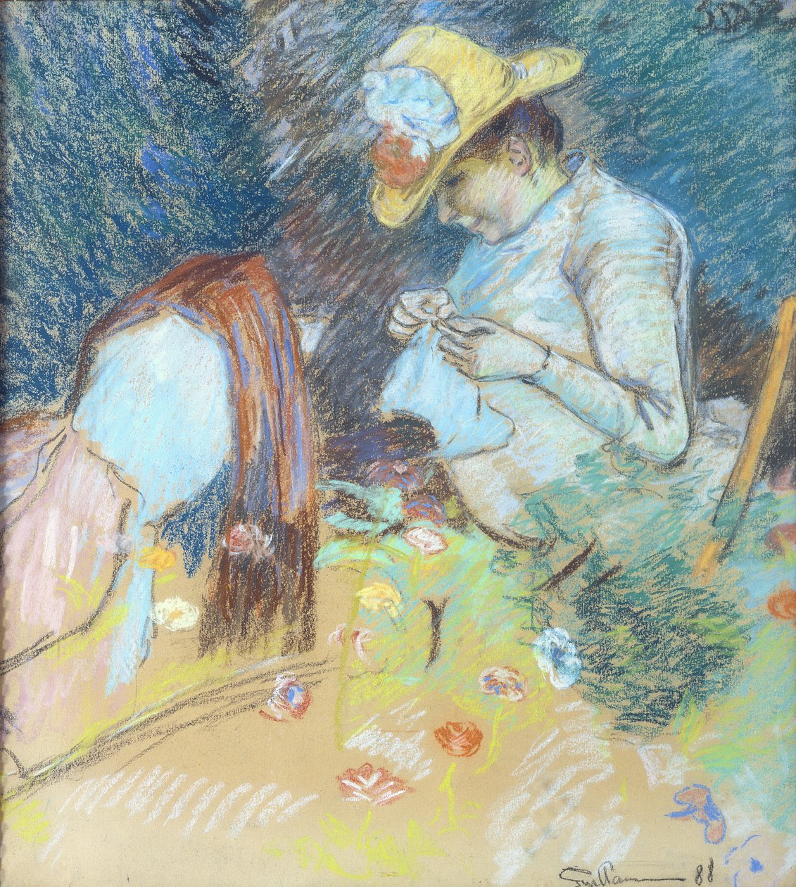 Madame Guillaumin Sewing, 1888 (pastel på papir) af Jean Baptiste Armand Guillaumin